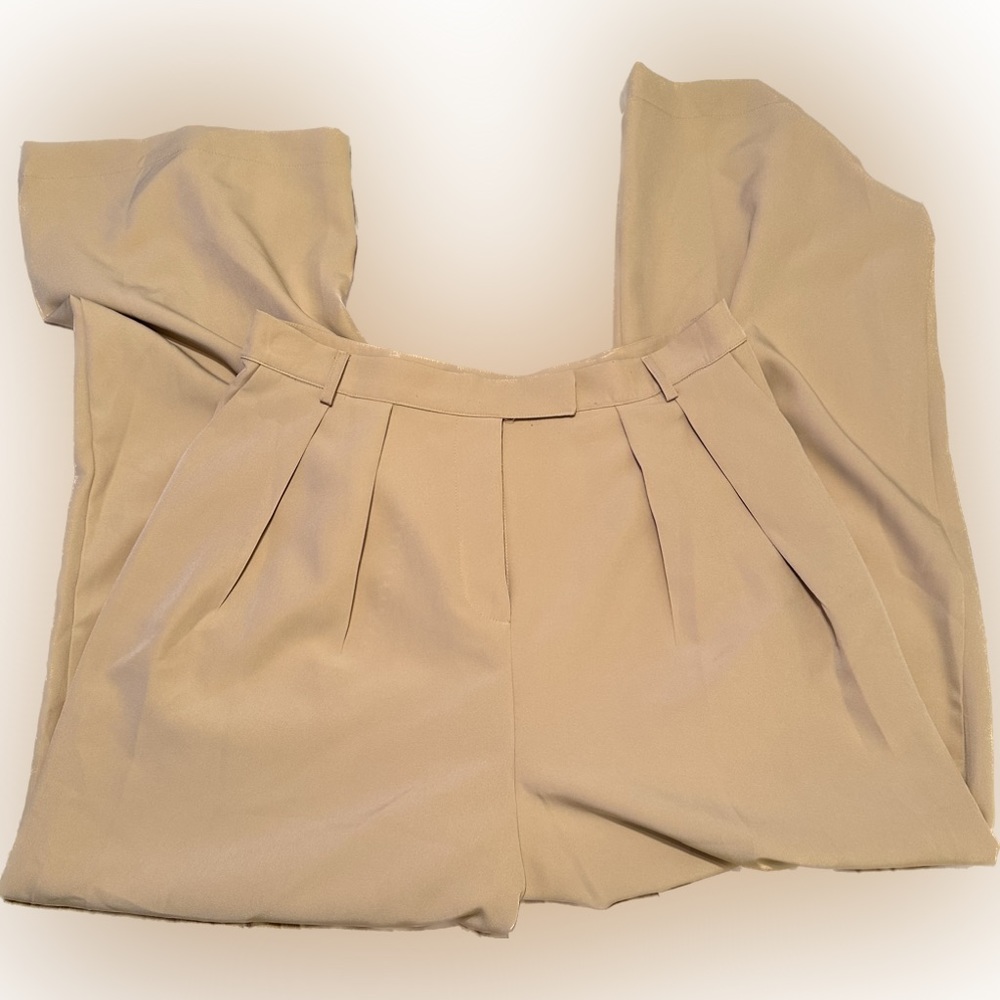 Wide Leg Trousers Khaki/Beige pleated
